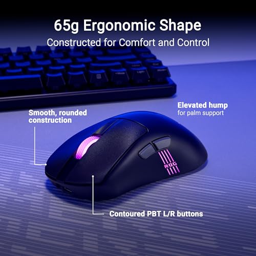 ASUS ROG Keris II Origin Wireless Gaming Mouse – Right-Handed Ergonomic, 65g, Tri-Mode Connectivity, 42K DPI, up to 127Hr Battery, Web-Based Configuration, PC/Mac Support - Black - color: Black, style: Keris II Origin