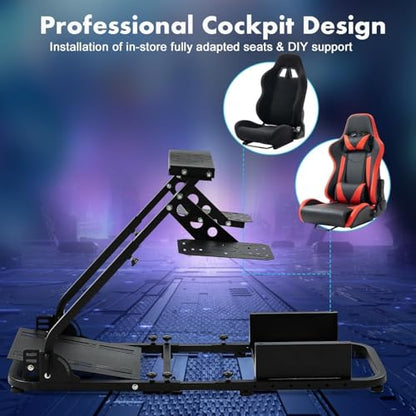 Marada Flight Racing Simulator Cockpit with Dual Shift Lever Platform Compatible with Thrustmaster, for PXN, for Logitech G29 G920 X56, Foldable sim Game Stand, Throttle Joystick Keyboard Not Included