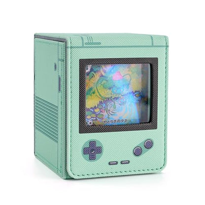 Retro Gaming Console Appearance Deck Box for MTG Commander (Green) | Holds 120 Single/100 Double-Sleeved Cards, Fit MTG/PTCG/OPTCG Cards, Strong Magnet, PU Leather, With 2 Dividers - color: Green