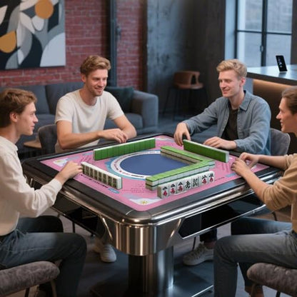 Mahjong Mat for Table, 32 Inch Non-Slip & Noise Reduction Gaming Mat with Drawstring Bag, Perfect for Poker, Board Games, Card Games, Tile Games, and Dominoes, Pink - color: Pink-blue