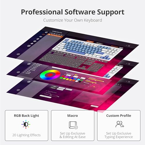 Owpkeenthy 75 Percent Gaming Keyboard Gasket Mounted,87 Key Wired TKL Mechanical Keyboard Hot Swappable Linear Pre-lubed Linear Switch South-Facing RGB Backlit for PC Laptop (N-Blue) - color: N-Blue/White