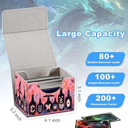 Halloween Bottles Deck Box for MTG Commander | Holds 100+ Double-Sleeved Cards | Strong Magnetic TCG Card Case for Collectible Games - color: Halloween Bottles