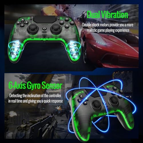 BETMI Wireless Controller for PS-5, Pro/Slim/PC (Black/Clear) | Hall Effect Joystick & Trigger/Macro/Turbo/RGB Light/3.5mm TRRS Audio Jack/Speaker/Mic/Mute Button/6-Axis Gyro/Dual Vibration
