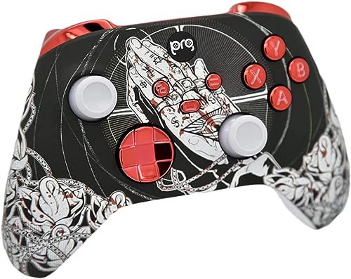 Hand Airbrushed Fade Custom Controller Compatible with Xbox Series X/S & Xbox One (Series X/S Bloody Forgiveness W/Red Chrome Inserts) - color: Series X/S Bloody Forgiveness W/Inserts