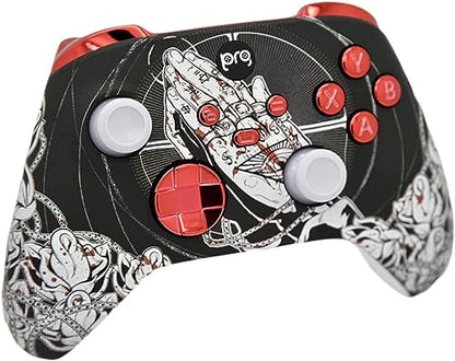 Hand Airbrushed Fade Custom Controller Compatible with Xbox Series X/S & Xbox One (Series X/S Bloody Forgiveness W/Red Chrome Inserts) - color: Series X/S Bloody Forgiveness W/Inserts