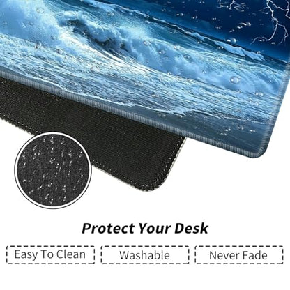 Blue Sky with Lightning for MTG & TCG Playmat Mouse Pad,BFDHGQZC 24" x 14" Game Mat for MTG/RPG/CCG Trading Card Game Playmats Table Mat Perfect for Card Games Video Games Computer Office - color: Blue Sky With Lightning