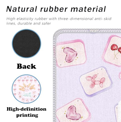 Pink Coquette Bow Mahjong Mat 31.5" x 31.5", Grandmillennial Pink Non-Slip Noise Reduction Mahjong Table Cover Accessories and Supplies for Dominoes Poker Card Board and Tile Games Gifts - color: Pink Coquette Bow Mahjong Mat