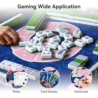 32.4x32.4 Inch Dice Mahjong Mat with 3MM Noise Reduction | Non-Slip American Mahjong Mat for Poker, Card, Board & Tile Games, Dominoes, Ships Rolled No Creases Mahjong Gifts - color: Royal Blue