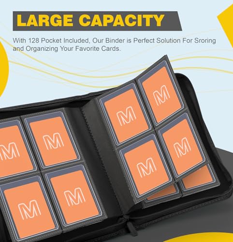 Toploader Binder,4-Pocket Side Load Trading Card Album, Holds 128 Cards | Top Loader Binder with Double-Sided Pockets for MTG, Sports Cards, Top Loader Storage（4 Black） - color: 4Black1