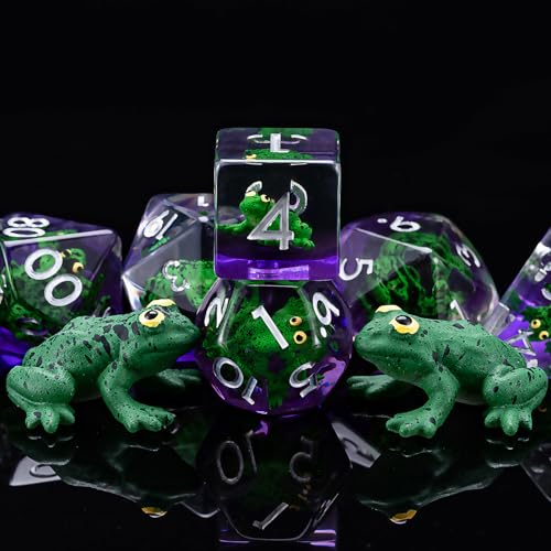 Resin Frog DND Dice Set, Polyhedral D&D Dice Animal Inclusion Dice for Dungeons and Dragons MTG RPG Board Games for 15 Years and Up - color: Frog