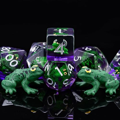 Resin Frog DND Dice Set, Polyhedral D&D Dice Animal Inclusion Dice for Dungeons and Dragons MTG RPG Board Games for 15 Years and Up - color: Frog