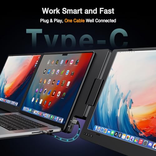 KYY 15.6" Laptop Screen Extender, 1080P FHD IPS Portable Monitor, One Cable USB-C Triple Monitor, Dual Travel Screen for 12"-17'' Laptops, 360° Rotation & Kickstand，X90D (Driver Need) - size: 15.6" Triple