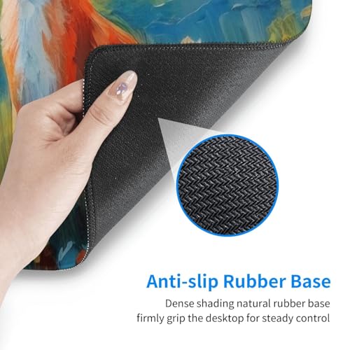 Gaming Mouse Pad, Large Non-Slip Rubber Base Mousepad, Keyboard Mouse Mat, Desk Pad with Stitched Edges, 31.5x11.8inch, Fox - color: Fox
