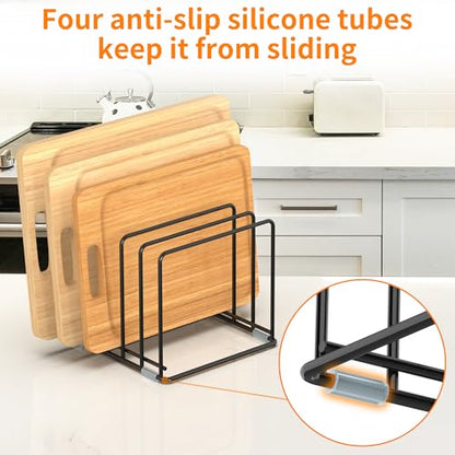 Cutting Board Organizer, Kitchen Cabinet Organizer | Divided Rack with 5 Slots for Baking Trays - Cookie sheet Organizer, Baking Sheets Holder [2-Pack], Large - style: 2PC(Large)