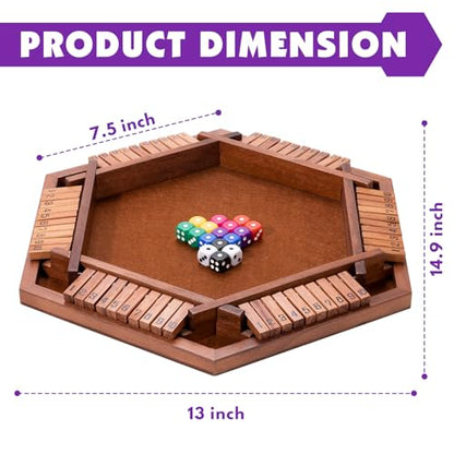 MNYUN Shut The Box Premium Wooden Dice Game - Handcrafted Board Game 2-6 Players, Educational Math Learning Games for Kids Adults, Classic Pub Games Family Party Gift Set - size: 15.7 inches