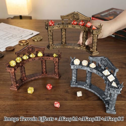 Winged Guardian Dice Holder for a Polyhedral Set, Fantasy RPG Display | Hand-Painted Antique Red Copper; Dragon-Themed Dice Storage Display for TTRPG Collections and Gamer Gifts - AF1198C - color: Dice Display Stand C
