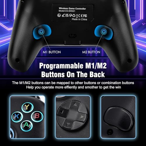 DuLingKer Wireless Controller for PC/Switch 1&2/Android with Charging Dock | Controller with Hall Effect Joystick and Trigger RGB M1/M2 Buttons Vibration, Gamepad for Windows PC/Switch 1&2/Steam/Android