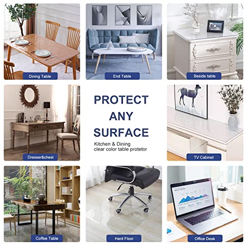 XEANGOUN 46x46 Inch Square Clear Table Cover Protector Wood Furniture Dining Coffee Glass Marble Tabletop Protection Gaming Desk Mat Table Pad Eco Thick Clear Plastic PVC Wipeable Waterproof Vinyl - color: Clear 1.5mm, size: 46" x 46" (Square)