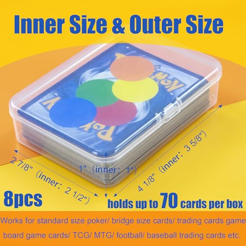 JINUPHION 8 Pcs Playing Card Case, Small Clear Box, Plastic Deck Box, Card Deck Holder, Game Card Storage Organizer (8 pcs Standard) (No Cards) - size: 8 pcs Standard