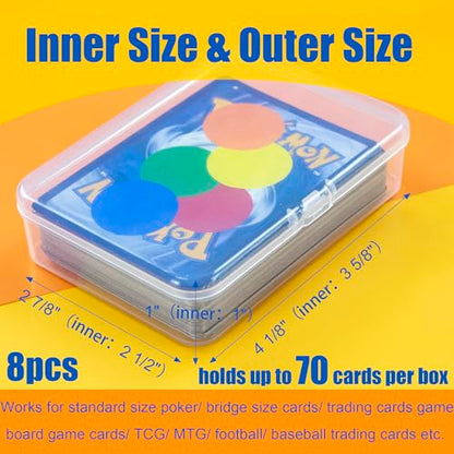 JINUPHION 8 Pcs Playing Card Case, Small Clear Box, Plastic Deck Box, Card Deck Holder, Game Card Storage Organizer (8 pcs Standard) (No Cards) - size: 8 pcs Standard