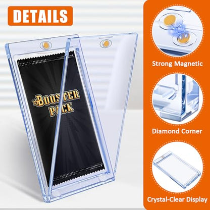 2 Pack Card Booster Pack Display Holder, Magnetic Card Holder for Card Booster Pack, UV Protection