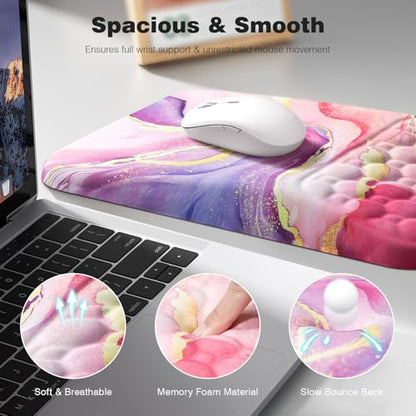 Ospelelf Pink Mouse Pad with Wrist Support Large Ergonomic Office Comfy Pain Relief Mousepad Wrist Rest - color: Pink