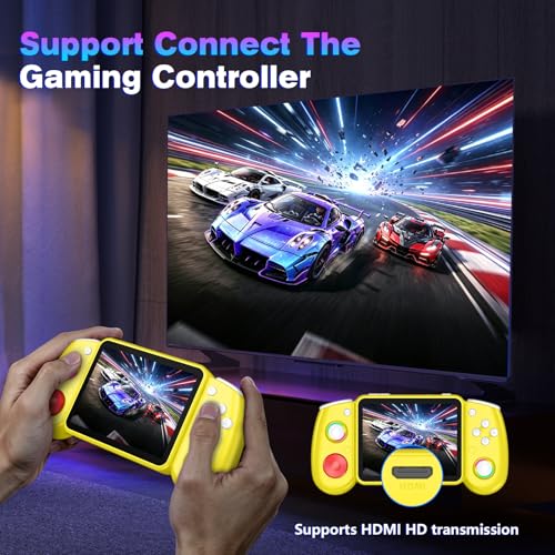 RG43H Pro Retro Handheld Game Console, 4.3 Inch Retro Gaming Console with 4000mAh Battery, RK3562 Opensource Hand Held Games Console, EmuELEC&RGBOX Dual Systems Video Console, HDMI TV Output, Yellow - color: Yellow
