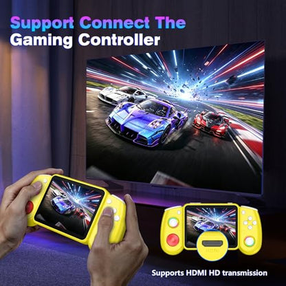 RG43H Pro Retro Handheld Game Console, 4.3 Inch Retro Gaming Console with 4000mAh Battery, RK3562 Opensource Hand Held Games Console, EmuELEC&RGBOX Dual Systems Video Console, HDMI TV Output, Yellow - color: Yellow
