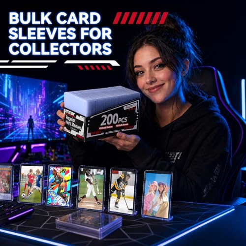 Card Sleeves Hard Plastic, 3"X 4", 200ct (100 Hard + 100 Soft) | Hard Sleeves Card Protectors for Standard Size Trading Sports Baseball Football Game Cards