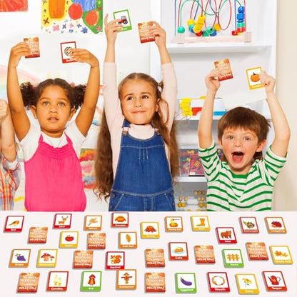 gisgfim 100 PCS Fall Memory Matching Game Thanksgiving Happy Fall Concentration Memory Games for Kids Educational Ages 3-8 A Fun & Fast Autumn Theme Memory Matching Games - style: Happy Fall