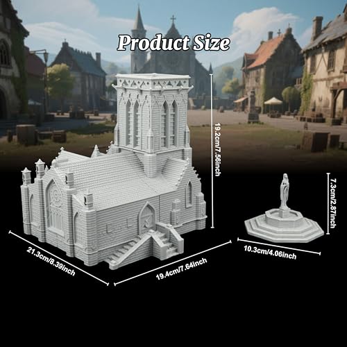 AUSPDICE DND Terrain Sacred Church Set – 7-Piece RPG Building Kit for Tabletop Roleplaying Games, Compatible with 28mm Figures Dungeons and Dragons Map and TTRPG Accessories-AF1089