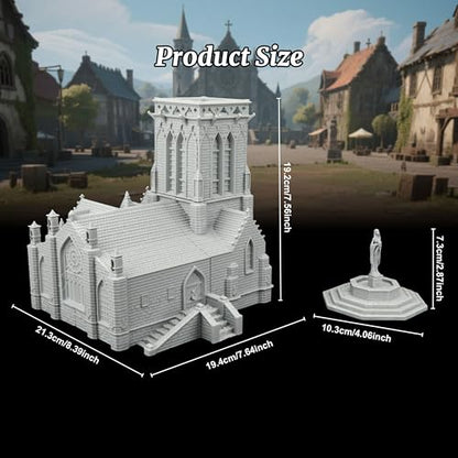 AUSPDICE DND Terrain Sacred Church Set – 7-Piece RPG Building Kit for Tabletop Roleplaying Games, Compatible with 28mm Figures Dungeons and Dragons Map and TTRPG Accessories-AF1089