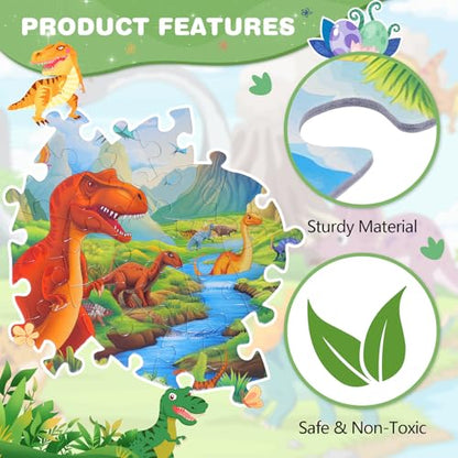 Civaner 70 Pieces Floor Puzzles Round Large Puzzles for Kids Ages 3-5 5-8 Jumbo Jigsaw Puzzle Educational Gifts for Toddlers Girls Boys Baby Shower Holiday Birthday(Jurassic Dinosaur) - style: Jurassic Dinosaur
