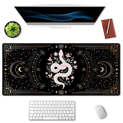 SSOIU Large Mouse Pad, Boho Snake Witch Desk Mat for Desktop, Women Girls Waterproof Gaming Mousepad, Moon Phases Computer PC Laptop Protector Writing Pads for School Office Home 35.5" x 15.7" - color: Boho Snake Witch
