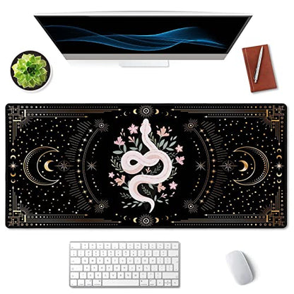 SSOIU Large Mouse Pad, Boho Snake Witch Desk Mat for Desktop, Women Girls Waterproof Gaming Mousepad, Moon Phases Computer PC Laptop Protector Writing Pads for School Office Home 35.5" x 15.7" - color: Boho Snake Witch