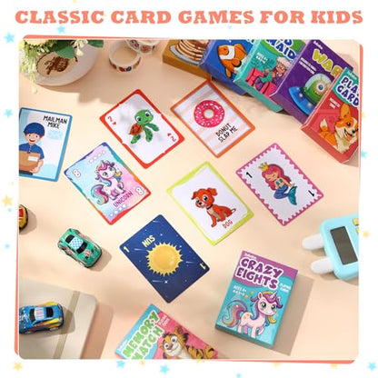 Zubebe 56 Pack Kids Card Games Gifts Bulk Classic Playing Card Game Set for Kids Includes Go Fish, Old Maid, Crazy Eights, Memory Match, Slap Jack, Playing Toy for Party Favors (Classic) - style: Classic