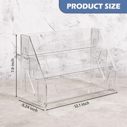 CELSOL 2 Pack Upgraded 3 Tier Acrylic Card Display Stand, Clear Display for Trading Cards, Greeting Cards, Sports Cards, Postcards, Stickers & Brochures, Easy Snap-On, Increased Height & Thickness for Better Presentation - size: 3 Tier 2 Pack