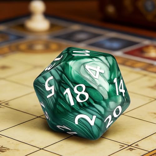 20 Sided DND Dice,D20 Giant Polyhedral Dice,55mm Titan Large Pearl Color D20 Dice,20 Sided Cube D&D Dice Set for Dungeons and Dragons, RPG, MTG Table Games(Green-Pearl Series) - color: D-20 Green