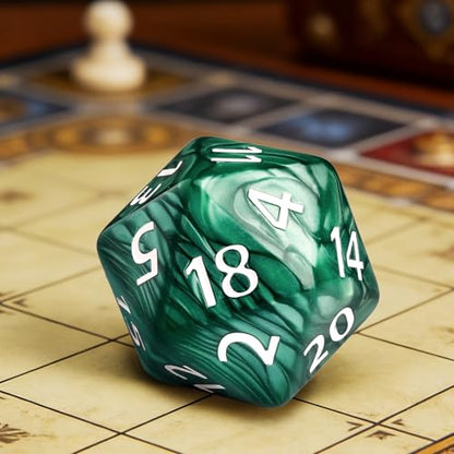 20 Sided DND Dice,D20 Giant Polyhedral Dice,55mm Titan Large Pearl Color D20 Dice,20 Sided Cube D&D Dice Set for Dungeons and Dragons, RPG, MTG Table Games(Green-Pearl Series) - color: D-20 Green