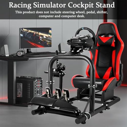 Marada Racing Simulator Cockpit with Gaming Race Seat Fit for Logitech G27 G920 G923,for Thrustmaster T300RS,for Fanatec,Steering Wheel Stand, 50mm Large Round Tube&More Stable No Wheel Pedal Shifter