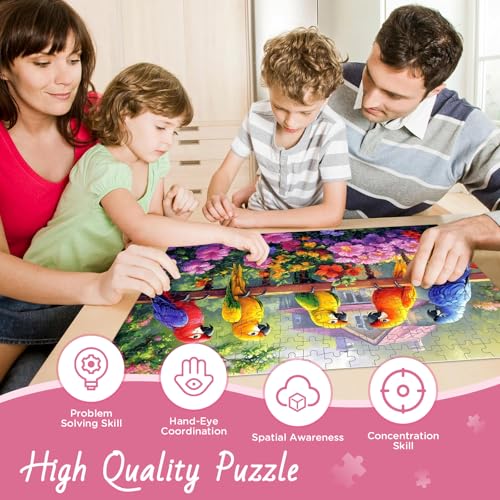 300 Piece Puzzles for Adult, Beauty Parrots and Flowers Jigsaw Puzzle - style: Bird