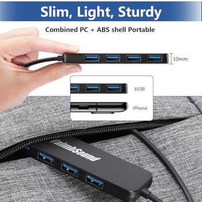 USB Splitter for Laptop, YaimhSound 4 Port USB Hub 3.0, Multi USB Expander | USB Port Extender Adapter for Keyboard,Mouse, Dell,Asus,HP,MacBook,Surface, Acer,Ps4,Xbox,Flash Drive,SSD,Printer,Camera - size: Black USB to 4 USB