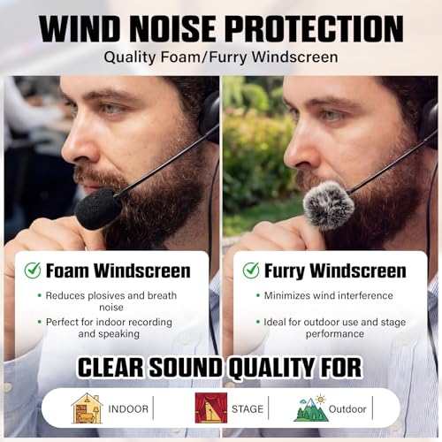 Tellegloww 4 Pack 3-pin XLR Lavalier Microphone Kit, 6.56ft/ 2m Balanced Omnidirectional Lapel Mic with Clips, Foam & Furry Windscreen, for Camera Mixer PA System Video Recording Interview