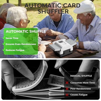 Automatic Card Shuffler,Rechargeable Card Shuffler for 1-2 Decks | Portable Shuffler Machine, Ideal for Card Games, Perfect for Home Game Nights, Travel & Gatherings, with Storage Bag