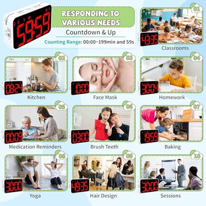PERSUPER Kitchen Digital Timer, Count Down Up, Rechargeable, Vibration Mode | Adjustable Volume and Brightness LED Display, Time Management Cook, Desk, Kids Adults Study Teaching, Kitchen Gadgets Red-1 - color: Red-1