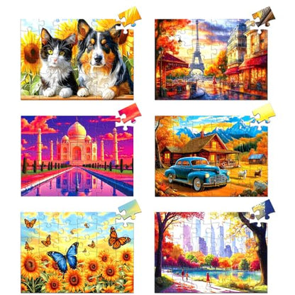 Blueforest 6 Pack 36 Large Piece Jigsaw Puzzles for Seniors | Easy Grip, Elderly Adults, Low Vision, Dementia & Alzheimer's, Brain Games, 1:1 Reference Poster, Retirement Gifts - color: 6 Pack 36 Large Piece Golden Years
