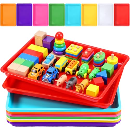 Maitys 15 Pack Plastic Art Trays 12 x 16 Inch Activity Crafts Trays Sensory Tray DIY Projects, Painting, Beads, Jewelry Office Home Organizer Arts and Crafts Supplies(Vivid Color) - color: Vivid Color
