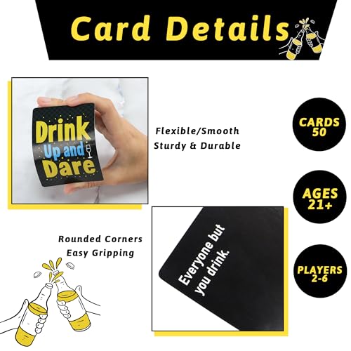 Etyishe Drinking Games for Adults,Drink Up and Dare,Adults Games for Game Nights, Exciting Card Games for Bachelorette Party Games & 21st Birthday Gift, with 50 Funny Game Cards, Spice Up Your Party