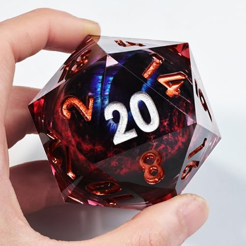 Mini Planet 50mm Chonk D20 DND Liquid Core Dungeons and Dragons RPG Eyeball Handmade Resin Polyhedral Dice - color: Dragon Eye Dice 7