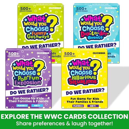 QUOKKA Card Game for Teens, Kids & Adults – 500+ Hilarious Situations | What Would You Choose Challenge | Family & Party for Game Nights, Friends, Travel & Sleepovers, Age 7+ - color: 4. Hillarious Situations